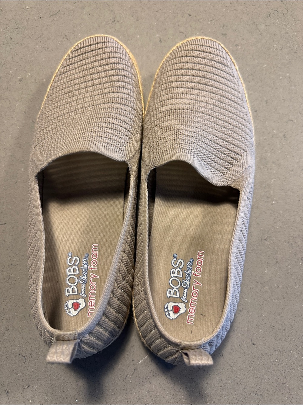 Skechers BOBS Slip-On Loafers in Taupe Knit